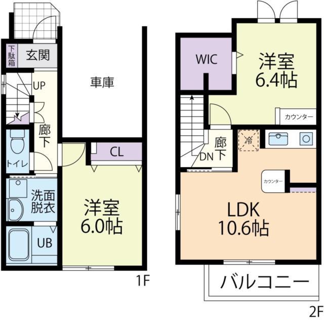 DOUX MAISON 杉水 B(2LDK/2階)の間取り写真