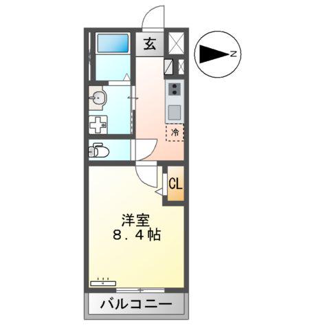 BLUEBELL 杉水(1K/2階)の間取り写真