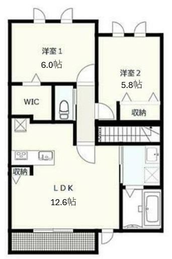 ソレジオタウン大津(2LDK/2階)の間取り写真