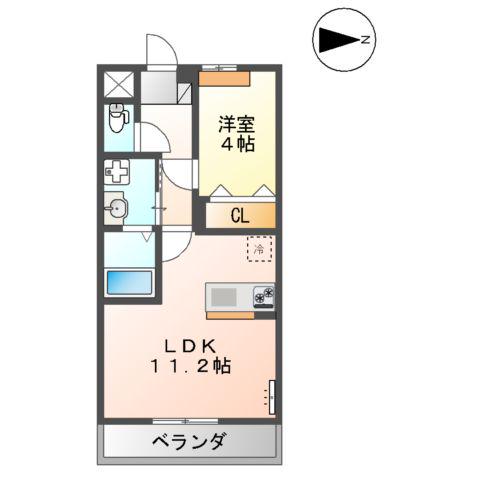 ユースハイム(1LDK/2階)の間取り写真