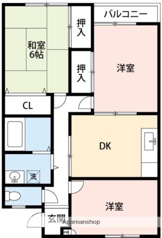 バイオレットフラワーF棟(3DK/2階)の間取り写真