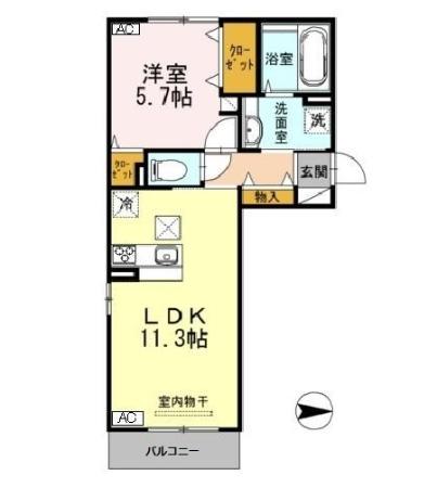パティオ(1LDK/1階)の間取り写真