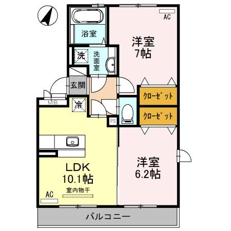 アルページュ(2LDK/3階)の間取り写真