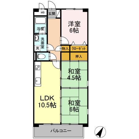 フロンティア・ウィン(3LDK/3階)の間取り写真