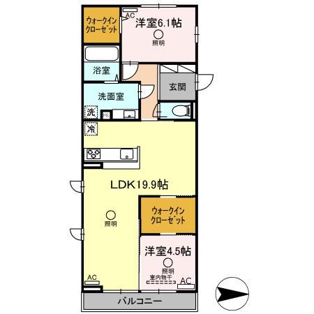 マーレ京町(2LDK/3階)の間取り写真