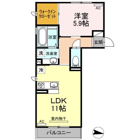 ユメタントピーノ A(1LDK/2階)の間取り写真