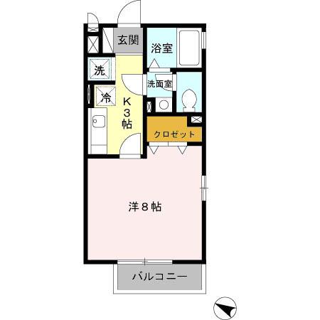 フリューリング(1K/1階)の間取り写真