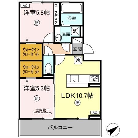 コウジィーコート(2LDK/3階)の間取り写真