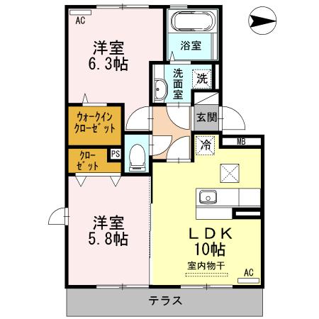 さくらめんと(2LDK/1階)の間取り写真