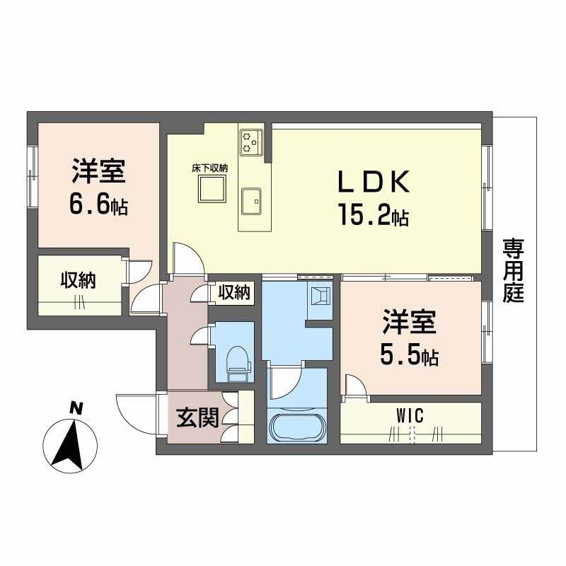 シャーメゾン壺川(2LDK/1階)の間取り写真