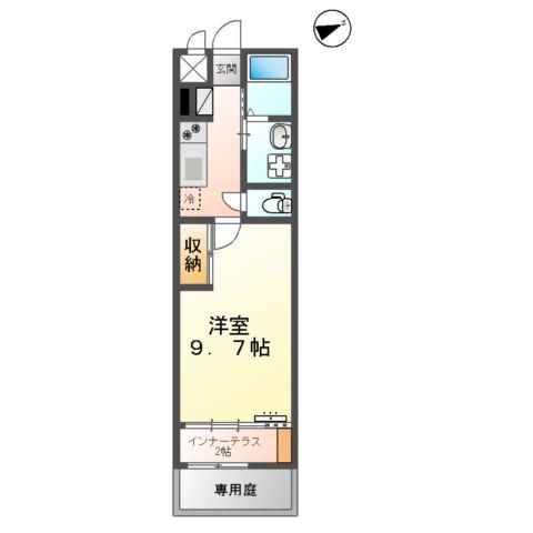 ルラシオン大津(1K/1階)の間取り写真