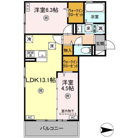 平成MY(2LDK/1階)の間取り写真