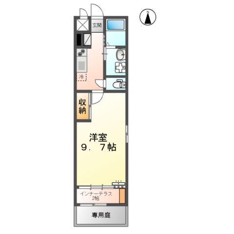 サンウイング(1K/1階)の間取り写真