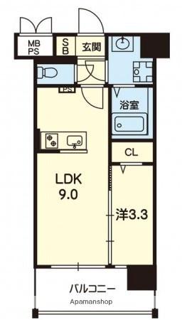 ドノーレ熊本駅東(1LDK/10階)の間取り写真