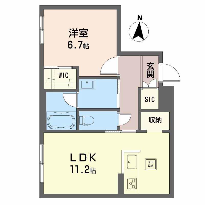 ムライチ・新大江ステージ(1LDK/1階)の間取り写真