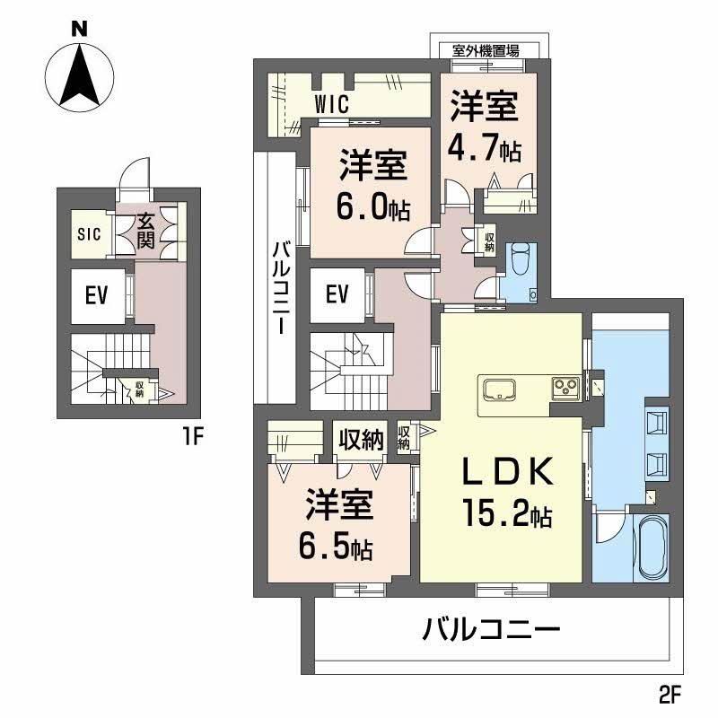 ムライチ・大江プレミアム(3LDK/2階)の間取り写真