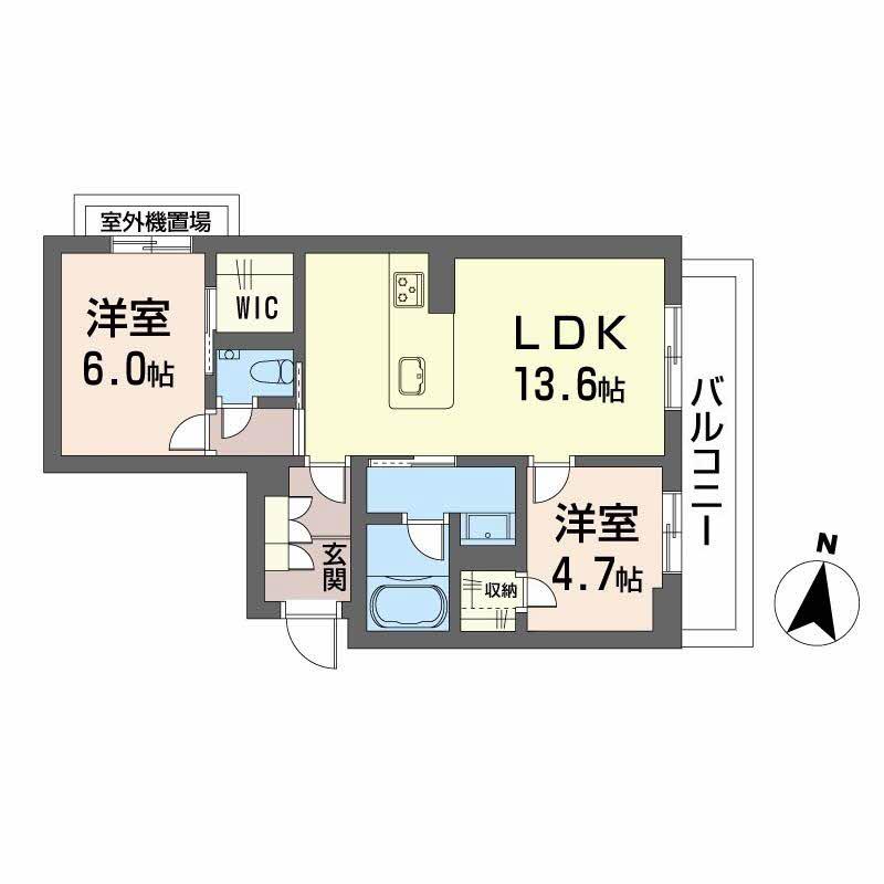 メゾンリーベル(2LDK/2階)の間取り写真