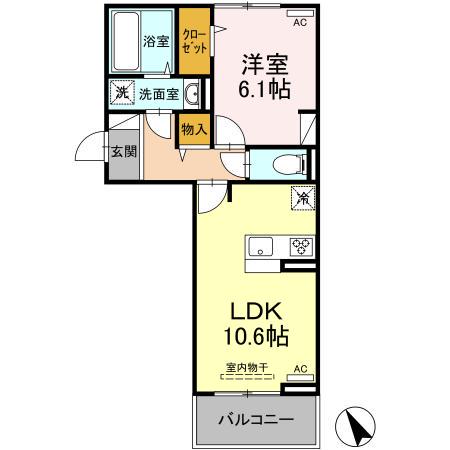 コンフィデンスS.S(1LDK/3階)の間取り写真