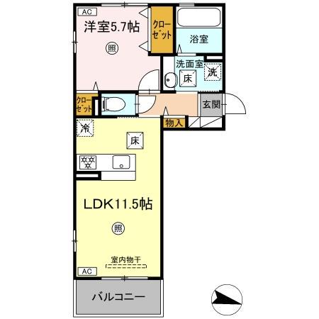 MAISON BONHEUR(1LDK/1階)の間取り写真