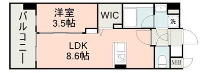 ELGRAND菊陽Ⅰ(1LDK/5階)の間取り写真