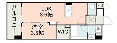 ELGRAND菊陽Ⅰ(1LDK/6階)の間取り写真