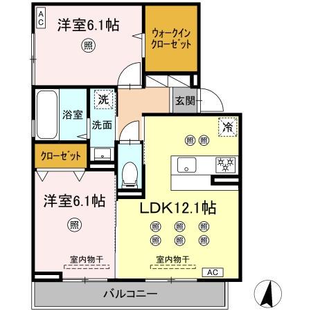 ブルシア(2LDK/2階)の間取り写真