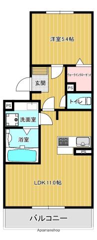 パークヴィラ下南部 Ⅰ棟(1LDK/1階)の間取り写真