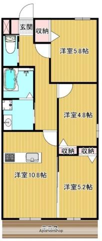 MAISON DE K Ⅰ(3LDK/1階)の間取り写真