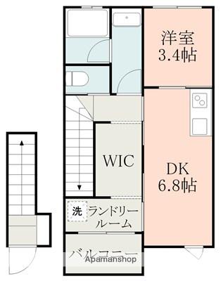 PURITY長嶺南(1DK/2階)の間取り写真