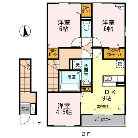 ディールーム清水東町II(3DK/2階)の間取り写真