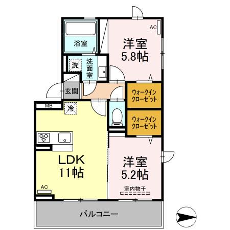 リーブル プレディオ(2LDK/2階)の間取り写真