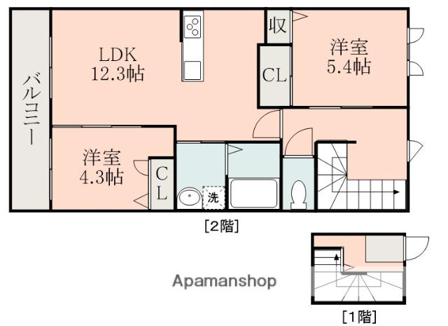 エバーフォレスト(2LDK/2階)の間取り写真