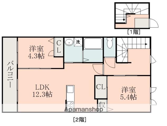 エバーフォレスト(2LDK/2階)の間取り写真