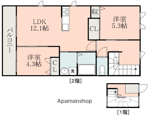 エバーフォレスト(2LDK/2階)の間取り写真