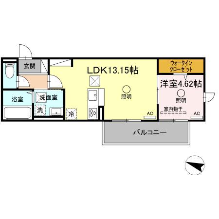 ビブロスポンテII(1LDK/1階)の間取り写真