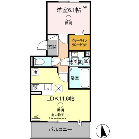 シェシレーヌ(1LDK/1階)の間取り写真