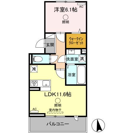 シェシレーヌ(1LDK/3階)の間取り写真