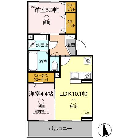 シェシレーヌ(2LDK/3階)の間取り写真