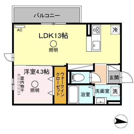 TSコート大津(1LDK/3階)の間取り写真