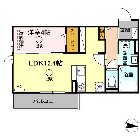 TSコート大津(1LDK/3階)の間取り写真