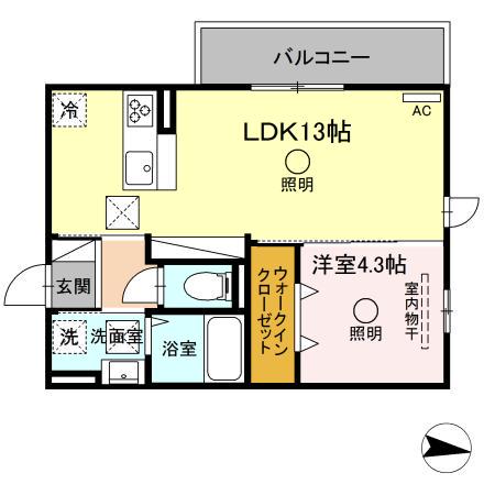 TSコート大津(1LDK/1階)の間取り写真