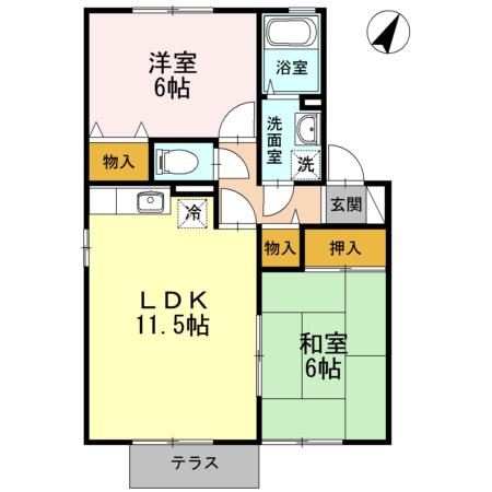 たんぽぽハウスC棟(2LDK/1階)の間取り写真