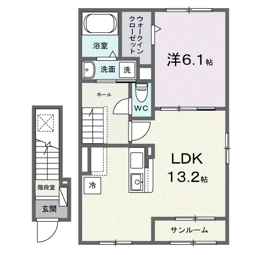 ロイヤルⅣ(1LDK/2階)の間取り写真