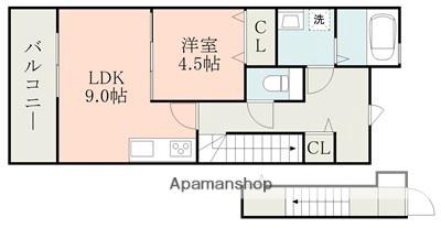 KⅡ B棟(1LDK/2階)の間取り写真