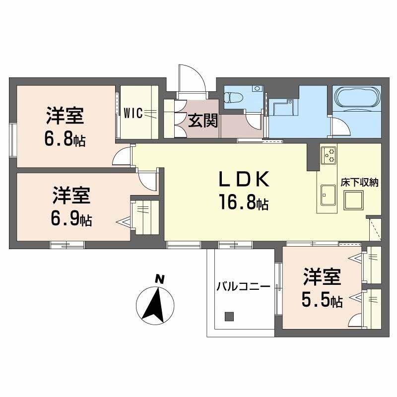 MOANA GARDEN 水前寺(3LDK/1階)の間取り写真