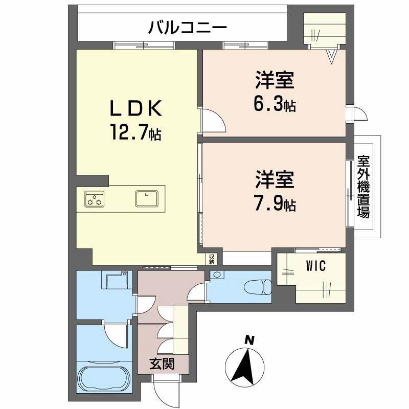 MOANA GARDEN 水前寺(2LDK/3階)の間取り写真