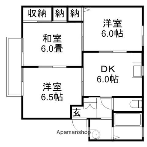 中江ハイツ(3DK/2階)の間取り写真