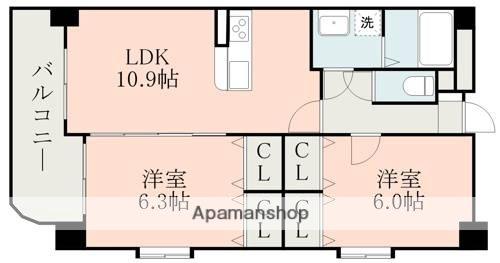 KIARA PLACE(2LDK/4階)の間取り写真
