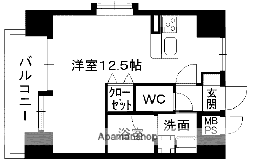 クィーンズ熊本駅前(ワンルーム/7階)の間取り写真