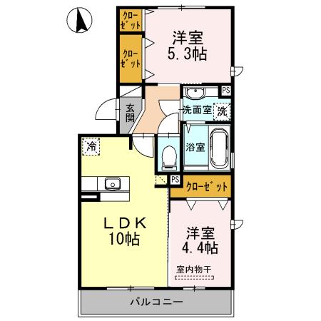 チェルシー広崎(2LDK/3階)の間取り写真